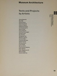 Museumsarchitektur: Texte und Projekte von Künstlern